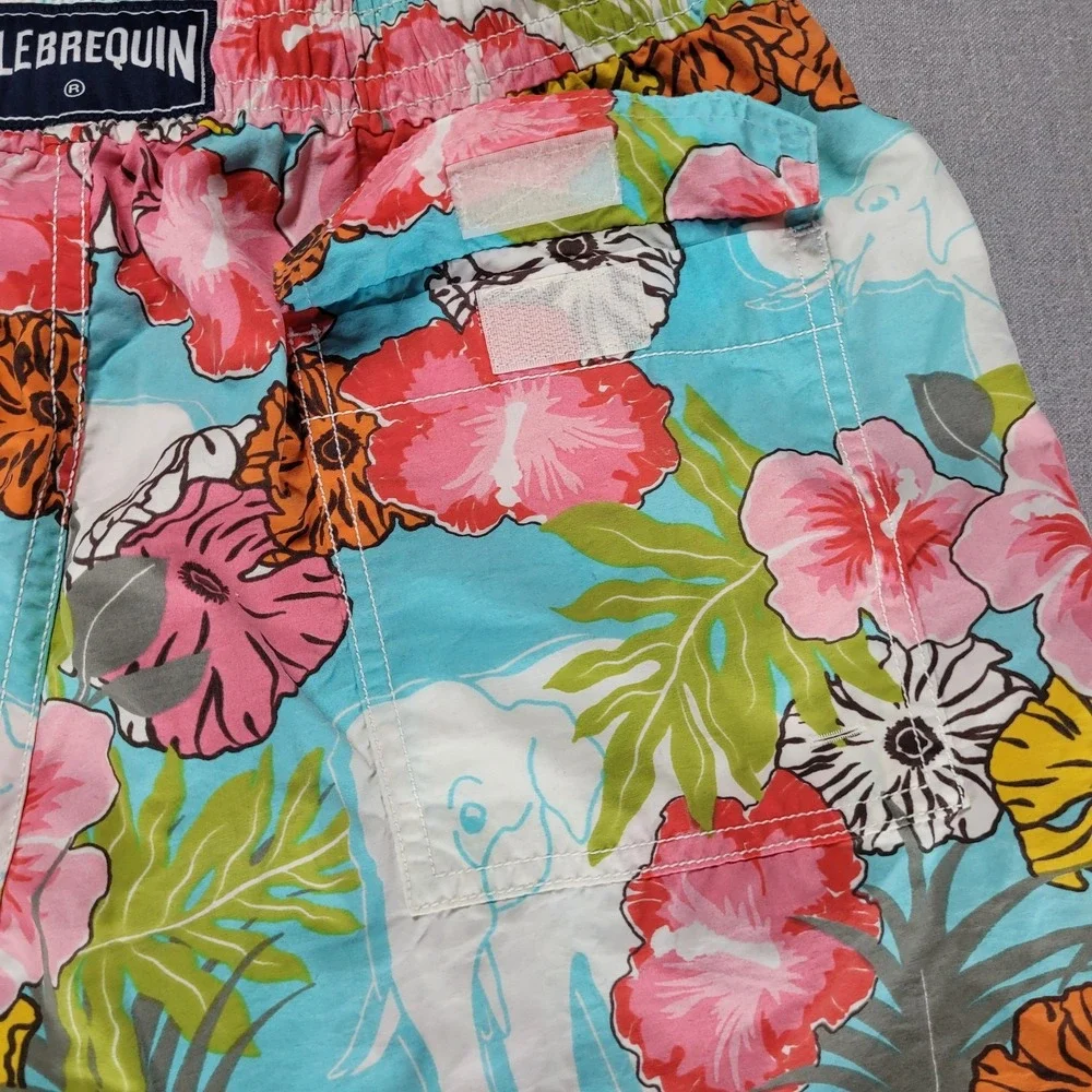 Vilebrequin Men's Swim Trunks L Large slSwimsuit Floral Hibiscus Elephant